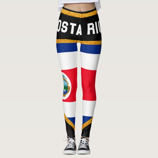 Costa Rica-Flagge Leggings (Vorderseite)