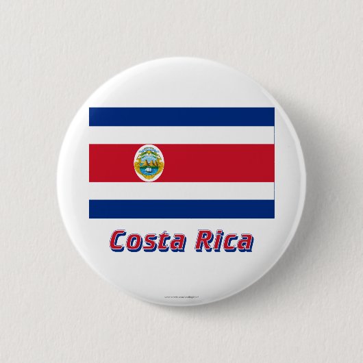 Costa Rica-Flagge mit Namen Button (Vorderseite)