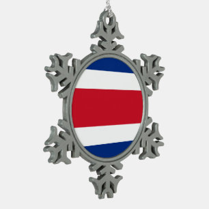 Costa Rica-Flagge Schneeflocken Zinn-Ornament