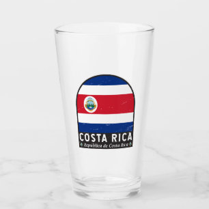 Costa Rica Flaggen-Emblem Distressed Vintage Glas