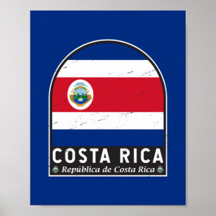 Costa Rica Flaggen-Emblem im Vintage-Look Poster