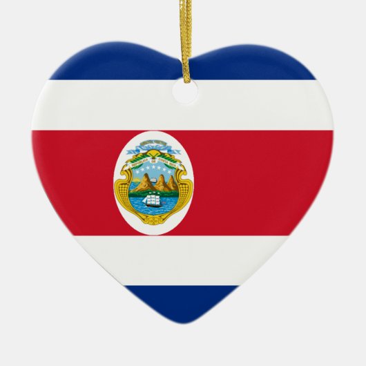 Costa Rica-Flaggen-Herz Keramik Ornament (Vorne)