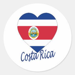 Costa Rica-Flaggen-Herz Runder Aufkleber