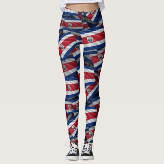 Costa Rica Flaggenmuster Leggings (Vorderseite)
