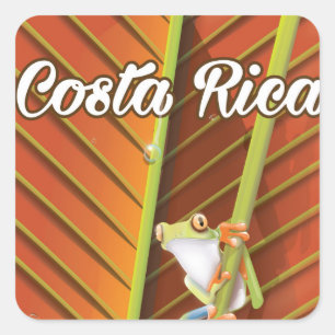 Costa Rica Giftfrosch Reiseplakat Quadratischer Aufkleber