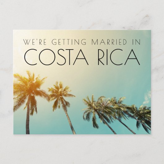 Costa Rica Hochzeit in Urlaubsort Save the Date Ankündigungspostkarte (Vorderseite)