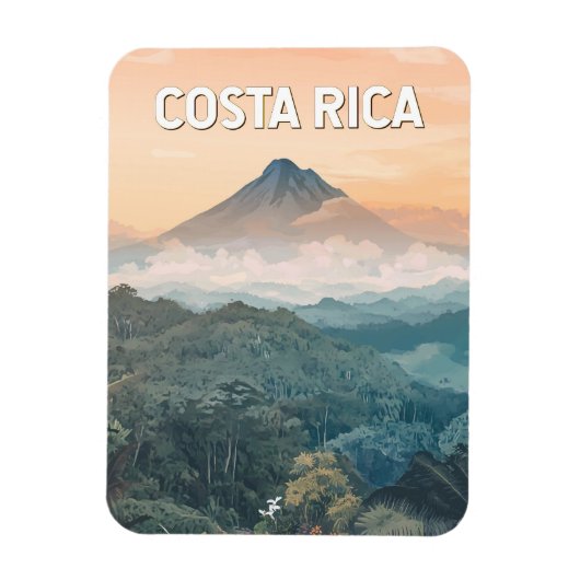 Costa Rica Illustration Travel Art Vintage Magnet (Vertikal)