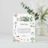 Costa Rica | Illustrierte Hochzeit Vielen Dank Dankeskarte (Stehend Vorderseite)