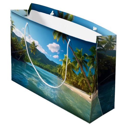 Costa Rica Island Paradise Große Geschenktüte (Rückseite Schrägansicht)