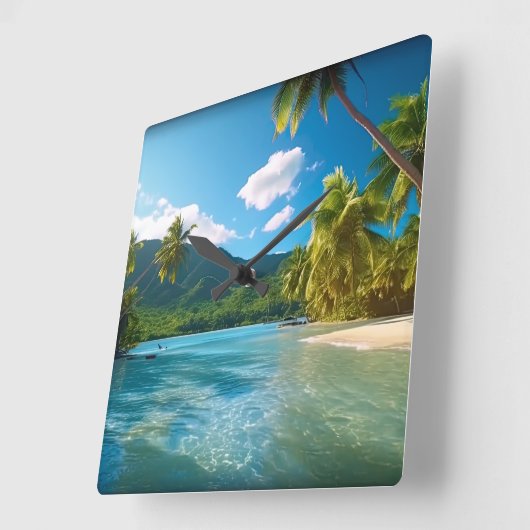 Costa Rica Island Paradise Quadratische Wanduhr (Winkel)