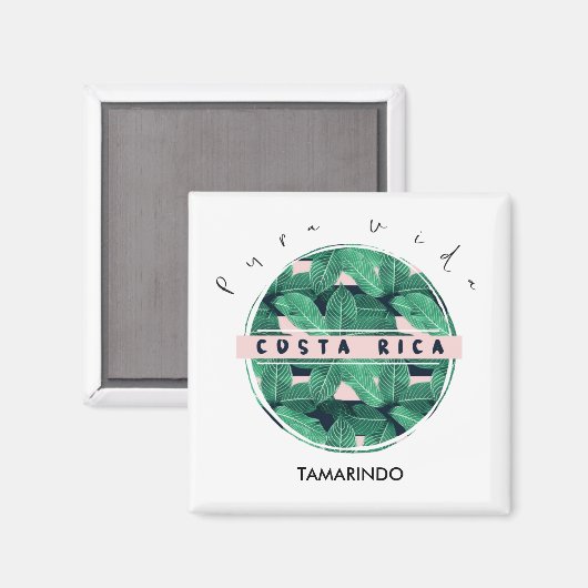 Costa Rica Jungle Leaf Pura Vida Souvenir Magnet (Vorderseite/Rückseite)