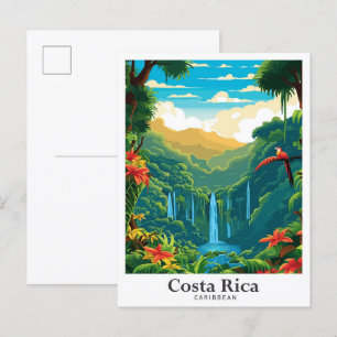 Costa Rica Karibik Vintage Reiseillustration Postkarte