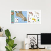 Costa Rica Karte 1991 Poster (Heimbüro)