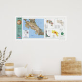 Costa Rica Karte 1991 Poster (Küche)