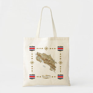 Costa Rica-Karte + Flaggen-Tasche Tragetasche