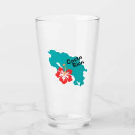 Costa Rica Karte Kontur mit Hibiskus in Farbe Glas