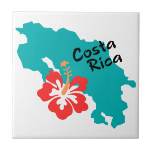 Costa Rica Karte mit Hibiskus Fliese