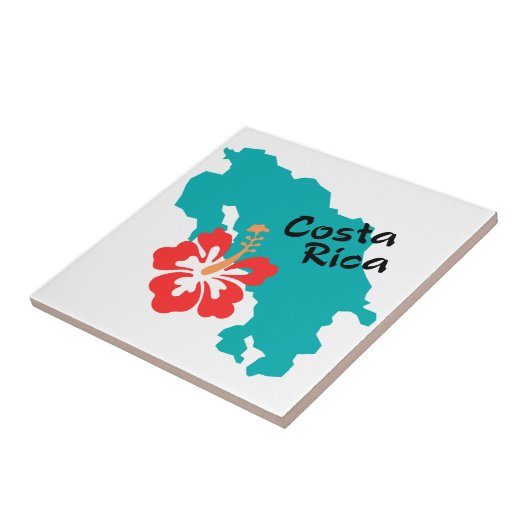 Costa Rica Karte mit Hibiskus Fliese (Seite)