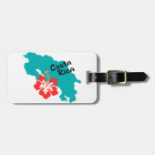 Costa Rica Karte mit Hibiskus Gepäckanhänger (Vorderseite horizontal)