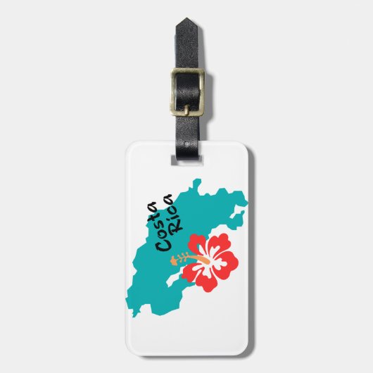 Costa Rica Karte mit Hibiskus Gepäckanhänger (Vorderseite vertikal)
