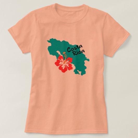 Costa Rica Karte mit Hibiskus T-Shirt (Design vorne)