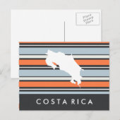 Costa Rica Karte: Moderne Streifen Postkarte (Vorne/Hinten)