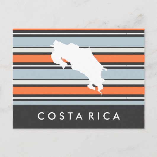 Costa Rica Karte: Moderne Streifen Postkarte (Vorderseite)