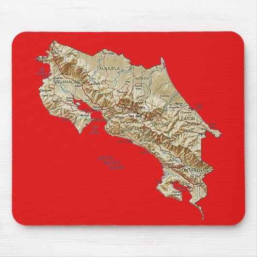 Costa Rica Karte Mousepad (Vorne)