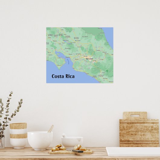 Costa Rica Karte Poster Print (Küche)