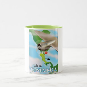 Costa Rica Karte Vintage Reiseposter Zweifarbige Tasse