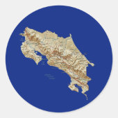 Costa Rica Kartenaufkleber Runder Aufkleber (Vorderseite)