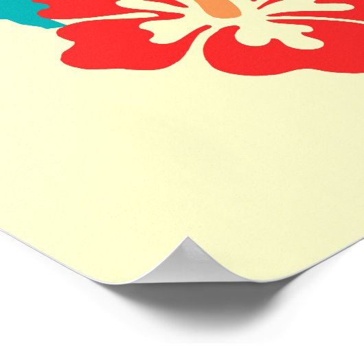 Costa Rica map art with hibiscus flower Poster (Ecke)