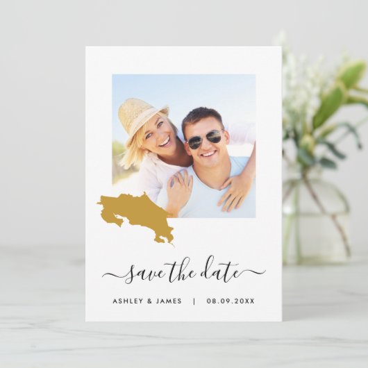 Costa Rica Map Foto Hochzeit Speichern Sie die Dat Save The Date (Stehend Vorderseite)