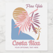 Costa Rica Motto Pura Vida Weinetikett (Einzelnes Label)