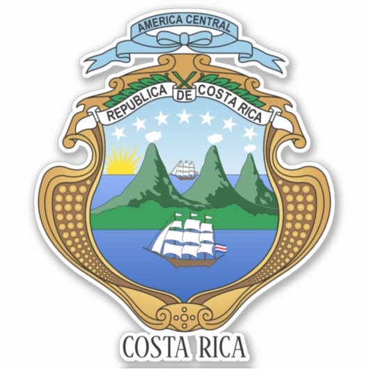 Costa Rica National Coat of Arms Patriotic Aufkleber (Vorderseite)