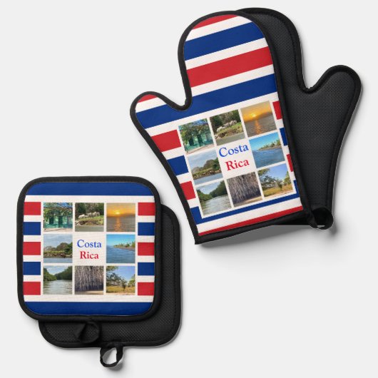 Costa Rica Ofenhandschuh & Topflappen-Set (Vorderseite/Rückseite)