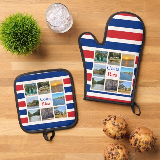Costa Rica Ofenhandschuh & Topflappen-Set (Oben Unten)