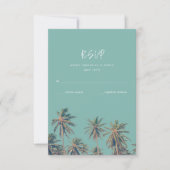 Costa Rica Palms Beach Wedding RSVP Karte (Vorderseite)