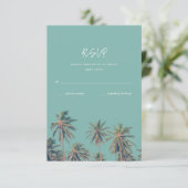 Costa Rica Palms Beach Wedding RSVP Karte (Stehend Vorderseite)