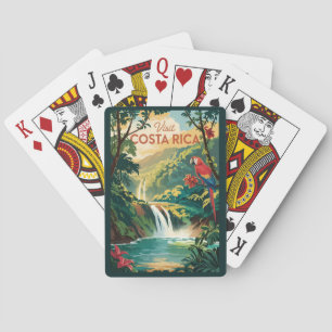 Costa Rica Papagei Illustration Reise Kunst Vintag Spielkarten
