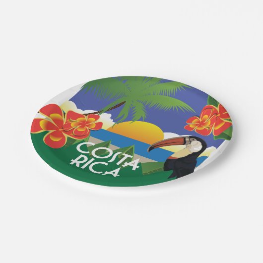 Costa Rica Party Pappteller (Schrägansicht)