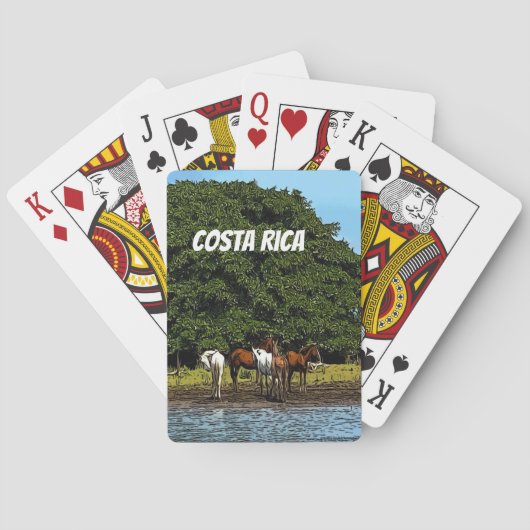Costa Rica - Pferde am Wasser Spielkarten (Rückseite)