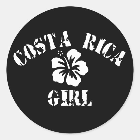Costa Rica Pink Girl Runder Aufkleber (Vorderseite)