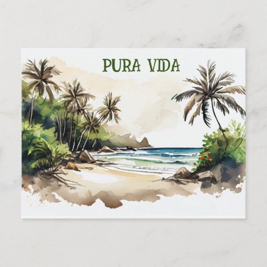Costa Rica Pura Vida Beach Card Postkarte (Vorderseite)
