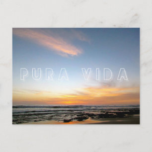 Costa Rica Pura Vida Beach Sunset Postcard Postkarte