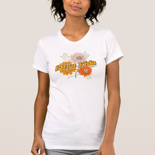 Costa Rica Pura Vida Botanische Blume T-Shirt (Vorderseite)
