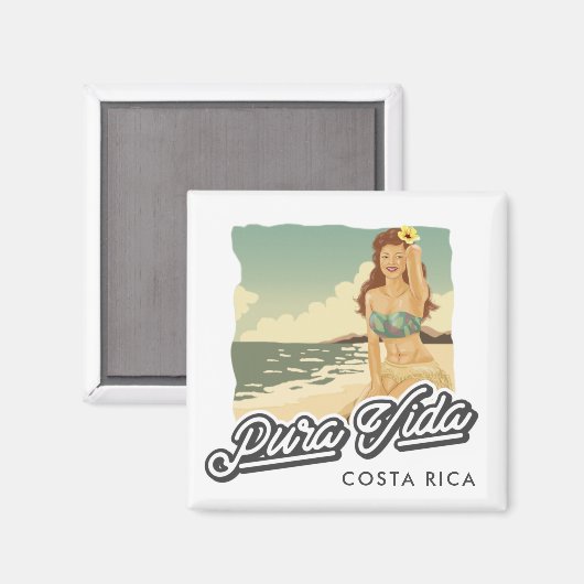 Costa Rica Pura Vida Girl on the Beach Surf Magnet (Vorderseite/Rückseite)