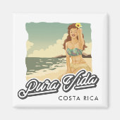 Costa Rica Pura Vida Girl on the Beach Surf Magnet (Vorne)