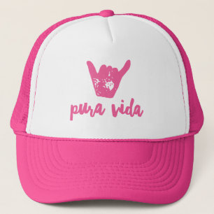 Costa Rica Pura Vida Shaka Surfen Rosa Truckerkappe
