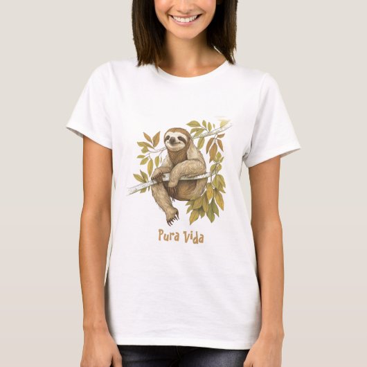 Costa Rica Pura Vida Sloth Shirt (Vorderseite)